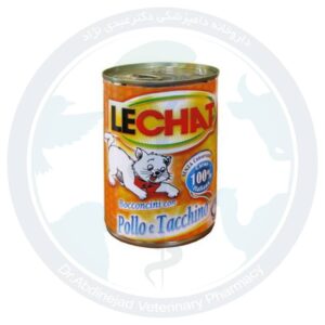کنسرو گربه با طعم مرغ و بوقلمون ۴۰۰ گرمی برند لیچت (lechat)